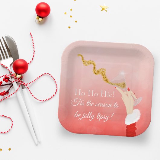 マルティーニガラススパイリングクリスマスグリッターパーティー ペーパープレート