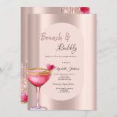 マルティーニガラスハートドリップフラワーズバラ金ゴールド 招待状 (正面/裏面)