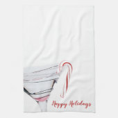 マルティーニグラスにキャンディーケーン キッチンタオル (縦)