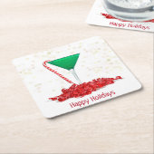 マルティーニグラスにキャンディーケーン スクエアペーパーコースター (アングル)