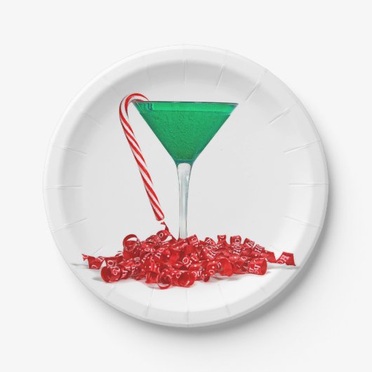 マルティーニグラスにキャンディーケーン ペーパープレート (正面)
