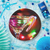 マルティーニグラスにキャンディーケーン ペーパープレート (パーティー)