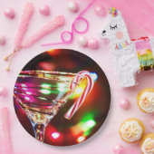 マルティーニグラスにキャンディーケーン ペーパープレート (パーティー)