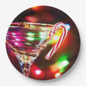 マルティーニグラスにキャンディーケーン ペーパープレート (正面)
