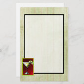 マルティーニグラスに入れたライム入りカクテル 便箋 (正面/裏面)