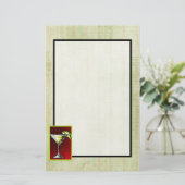 マルティーニグラスに入れたライム入りカクテル 便箋 (スタンド正面)