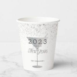マルティーニシルバーグリッター新年の白番 紙コップ