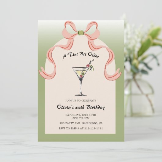 マルティーニティニビットオールドカクテルアダルト誕生日 招待状 (スタンド正面)