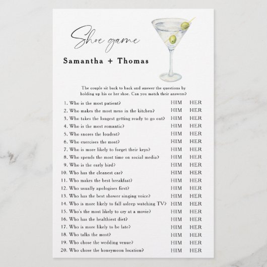 マルティーニブライダルシャワーシューゲーム (正面)