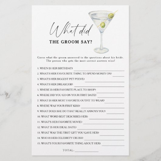 マルティーニブライダルシャワー新郎は何と言った (正面)