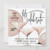 マルティーニレトロ |赤面ピンク |アイボリー |パターン 招待状 (正面)