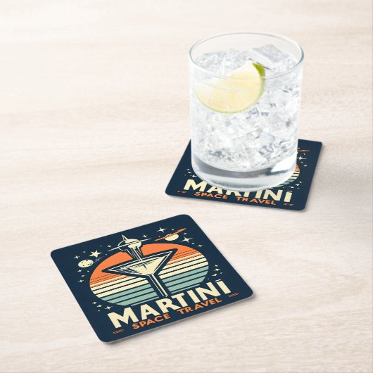 マルティーニ宇宙トラベルリフトオフロゴ スクエアペーパーコースター (インサイチュ)