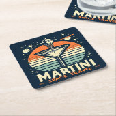 マルティーニ宇宙トラベルリフトオフロゴ スクエアペーパーコースター (アングル)