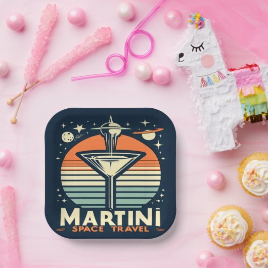 マルティーニ宇宙トラベルリフトオフロゴ ペーパープレート (パーティー)