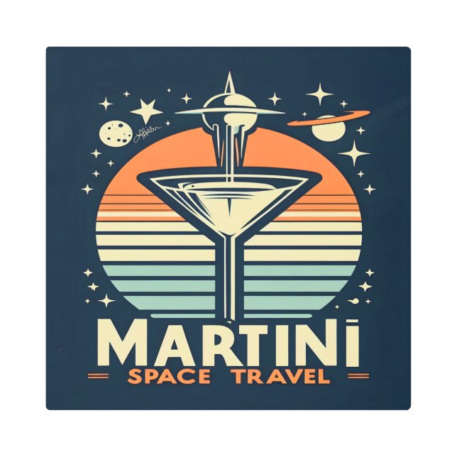マルティーニ宇宙トラベルリフトオフロゴ メタルプリント (正面)