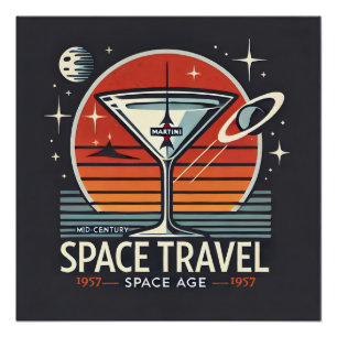 マルティーニ宇宙トラベル1957宇宙エージロゴ ポスター