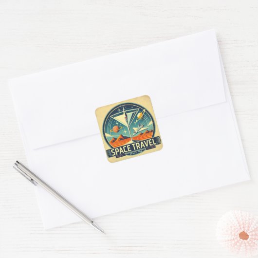 マルティーニ宇宙トラベル1957新しい世界のロゴ スクエアシール (封筒)