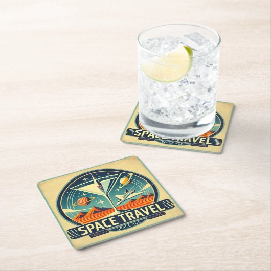 マルティーニ宇宙トラベル1957新しい世界のロゴ スクエアペーパーコースター (インサイチュ)
