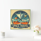 マルティーニ宇宙トラベル1957新しい世界のロゴ スクエア壁時計 (ホーム)