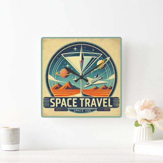マルティーニ宇宙トラベル1957新しい世界のロゴ スクエア壁時計 (ホーム)