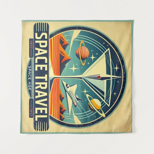 マルティーニ宇宙トラベル1957新しい世界のロゴ タペストリー (正面(横))