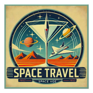 マルティーニ宇宙トラベル1957新しい世界のロゴ ポスター