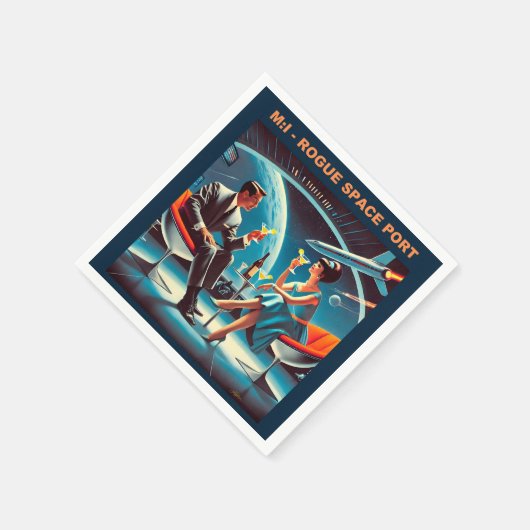 マルティーニ宇宙旅行ポスターローグ宇宙ポート スタンダードカクテルナプキン (角)