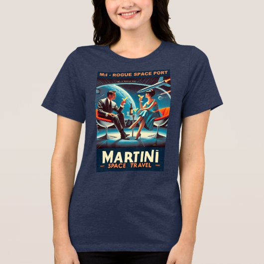 マルティーニ宇宙旅行ポスターローグ宇宙ポート トライブレンドＴシャツ (正面)
