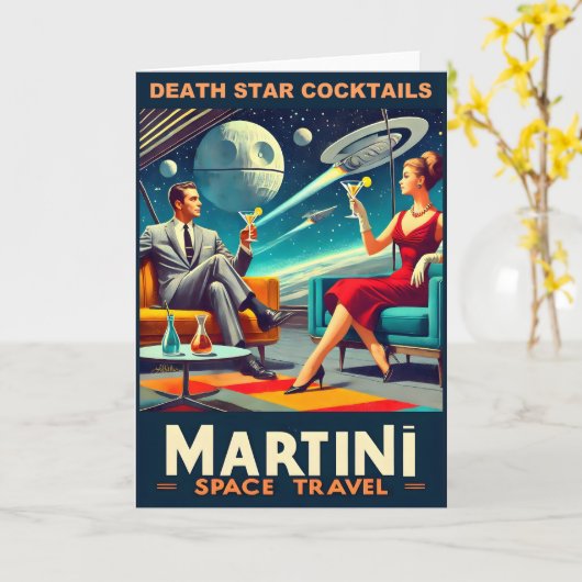 マルティーニ宇宙旅行ポスター死のスターカクテル カード (黄色い花)
