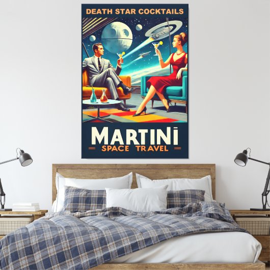 マルティーニ宇宙旅行ポスター死のスターカクテル キャンバスプリント (インサイチュ (寝室))