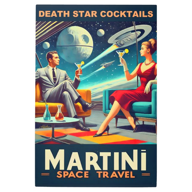 マルティーニ宇宙旅行ポスター死のスターカクテル メタルプリント (正面)