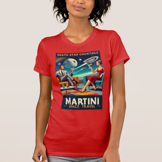 マルティーニ宇宙旅行ポスター死のスターカクテル Tシャツ (正面)