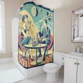 マルティーニ宇宙旅行ポスター飛行機搭乗員 シャワーカーテン (インサイチュ)