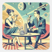 マルティーニ宇宙旅行ポスター飛行機搭乗員 スクエアシール (正面)