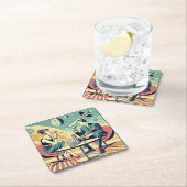 マルティーニ宇宙旅行ポスター飛行機搭乗員 スクエアペーパーコースター (インサイチュ)