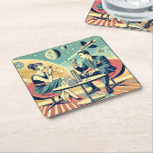 マルティーニ宇宙旅行ポスター飛行機搭乗員 スクエアペーパーコースター (アングル)