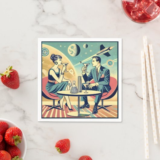 マルティーニ宇宙旅行ポスター飛行機搭乗員 スタンダードカクテルナプキン (インサイチュ)