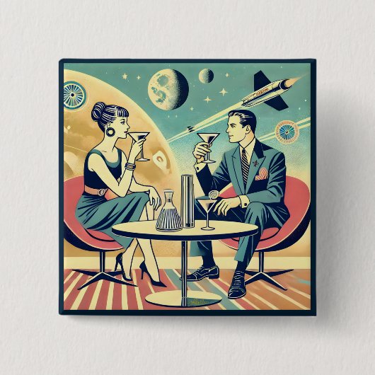マルティーニ宇宙旅行ポスター飛行機搭乗員 缶バッジ (正面)