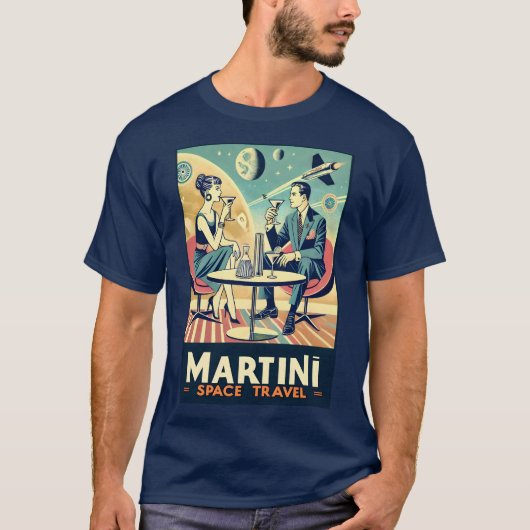 マルティーニ宇宙旅行ポスター飛行機搭乗員 Tシャツ (正面)