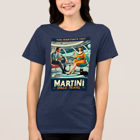マルティーニ宇宙旅行ポスター 1957年 トライブレンドTシャツ (正面)
