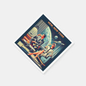 マルティーニ宇宙旅行ポスターNew, New York スタンダードカクテルナプキン (角)