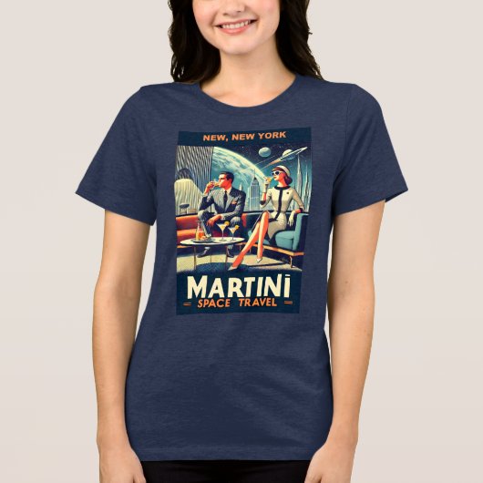 マルティーニ宇宙旅行ポスターNew, New York トライブレンドＴシャツ (正面)
