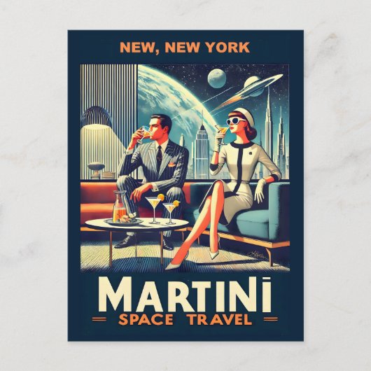 マルティーニ宇宙旅行ポスターNew, New York ポストカード (正面)