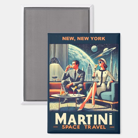 マルティーニ宇宙旅行ポスターNew, New York マグネット (正面/裏面)