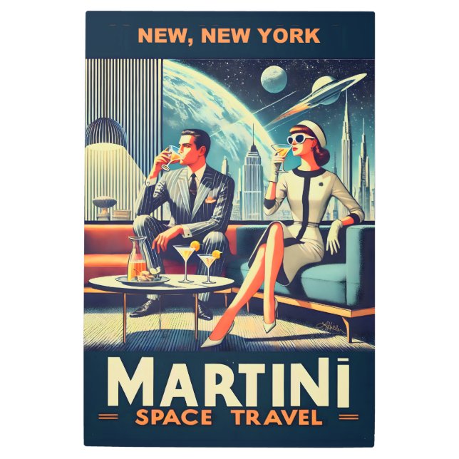 マルティーニ宇宙旅行ポスターNew, New York メタルプリント (正面)
