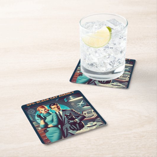 マルティーニ宇宙旅行ポスターSP5：ブラックキャットエージェンシー スクエアペーパーコースター (インサイチュ)