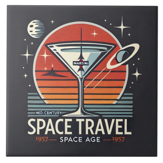 マルティーニ宇宙旅行 1957 スペースエイジ ロゴ タイル (正面)