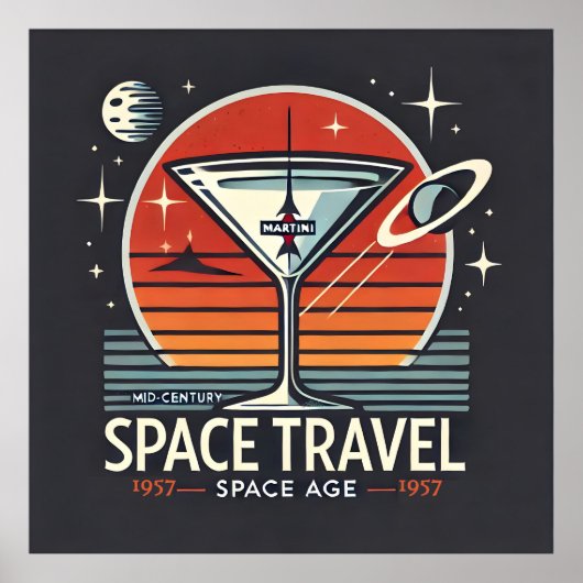 マルティーニ宇宙旅行 1957 スペースエイジ ロゴ ポスター (正面)