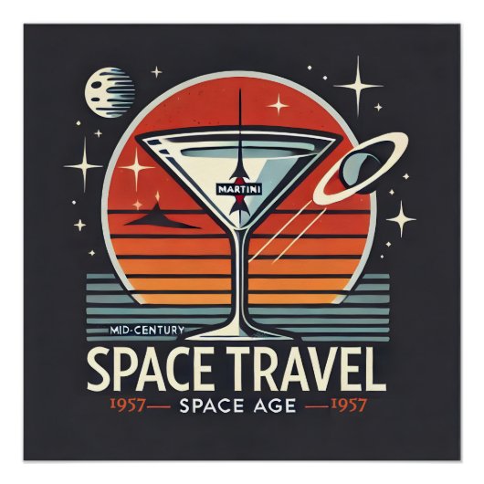 マルティーニ宇宙旅行 1957 スペースエイジ ロゴ ポスター (正面)