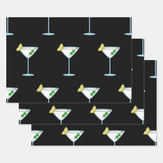 マルティーニ愛好家カクテルグラスバーテンダーアルコール ラッピングペーパーシート (セット)